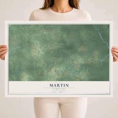 Map of Martin, Louisiana, 18 x 24 inch unframed archival matte print