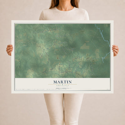 Map of Martin, Louisiana, 24 x 36 inch unframed archival matte print