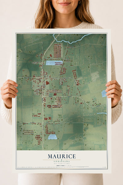Map of Maurice, Louisiana, 18 x 24 inch unframed archival matte print