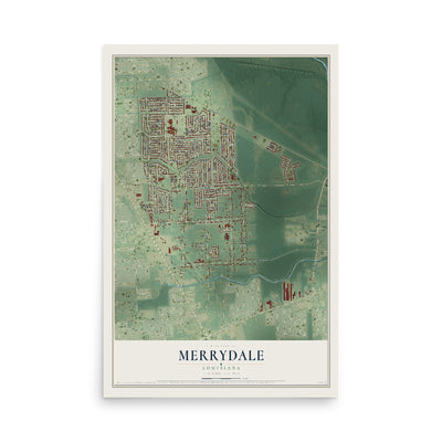 Map of Merrydale, Louisiana, 12 x 18 inch unframed archival matte print