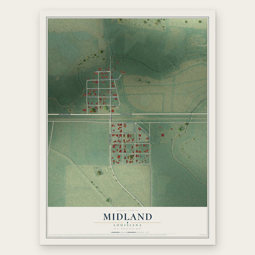 Midland, Louisiana map print, the full design