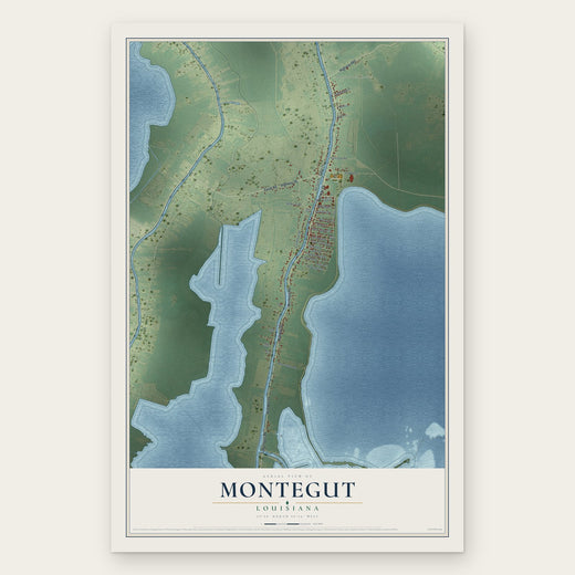 Montegut, Louisiana map print, the full design