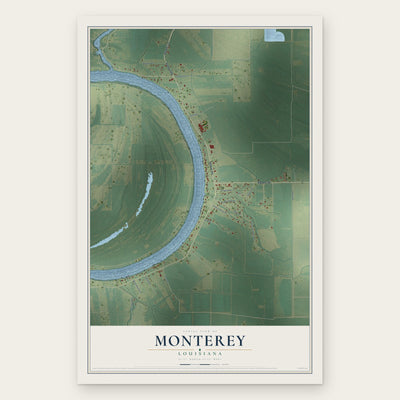 Monterey, Louisiana map print, the full design