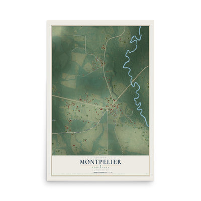 Map of Montpelier, Louisiana, 12 x 18 inch unframed archival matte print