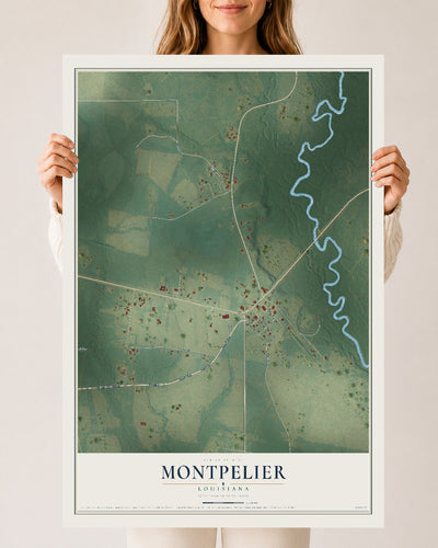 Map of Montpelier, Louisiana, 24 x 36 inch unframed archival matte print