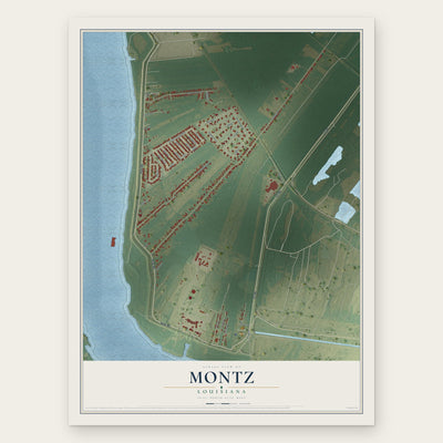 Montz, Louisiana map print, the full design