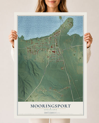 Map of Mooringsport, Louisiana, 24 x 36 inch unframed archival matte print