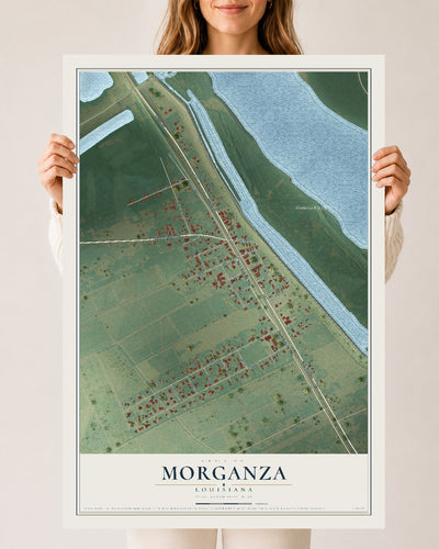 Map of Morganza, Louisiana, 24 x 36 inch unframed archival matte print