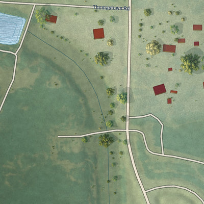 Close-up of the map of Mound, Louisiana print showing street and building detail