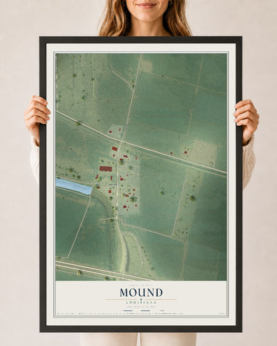 Map of Mound, Louisiana, 24 x 36 inch print in a black wood frame