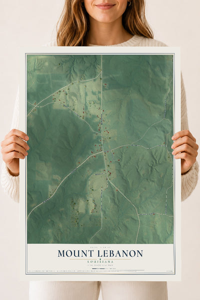 Map of Mount Lebanon, Louisiana, 18 x 24 inch unframed archival matte print