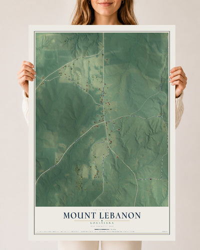 Map of Mount Lebanon, Louisiana, 24 x 36 inch unframed archival matte print