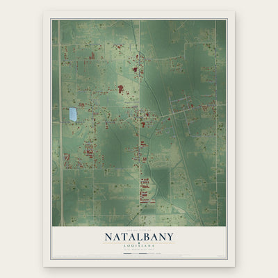 Natalbany, Louisiana map print, the full design