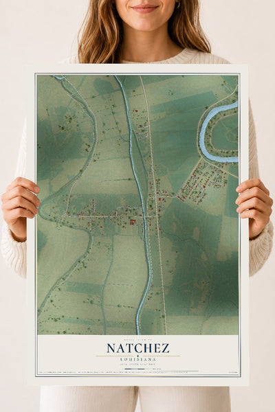 Map of Natchez, Louisiana, 18 x 24 inch unframed archival matte print