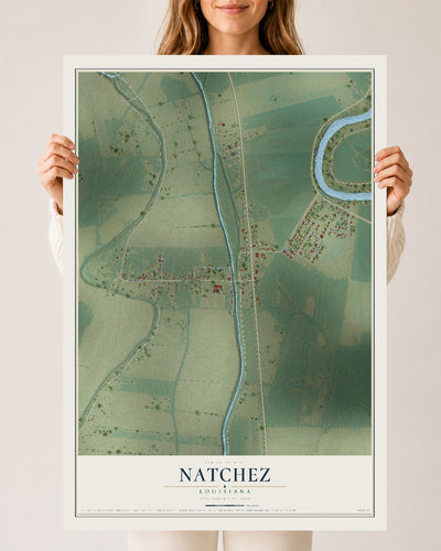 Map of Natchez, Louisiana, 24 x 36 inch unframed archival matte print