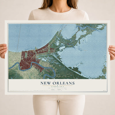 Map of New Orleans, Louisiana, 18 x 24 inch unframed archival matte print