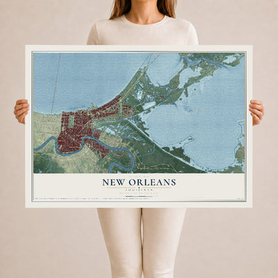 Map of New Orleans, Louisiana, 24 x 36 inch unframed archival matte print