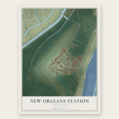 New Orleans Station, Louisiana map print, the full design