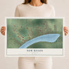 Map of New Roads, Louisiana, 12 x 18 inch unframed archival matte print