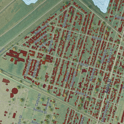 Close-up of the map of Norco, Louisiana print showing street and building detail