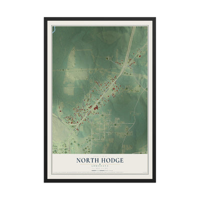Map of North Hodge, Louisiana, 12 x 18 inch print in a black wood frame