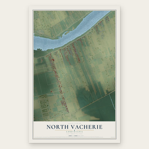 North Vacherie, Louisiana map print, the full design