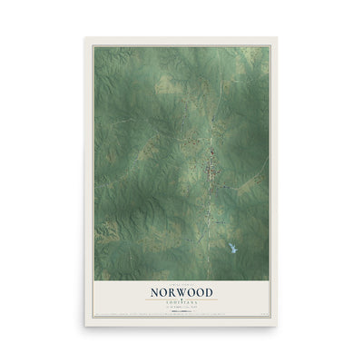 Map of Norwood, Louisiana, 12 x 18 inch unframed archival matte print