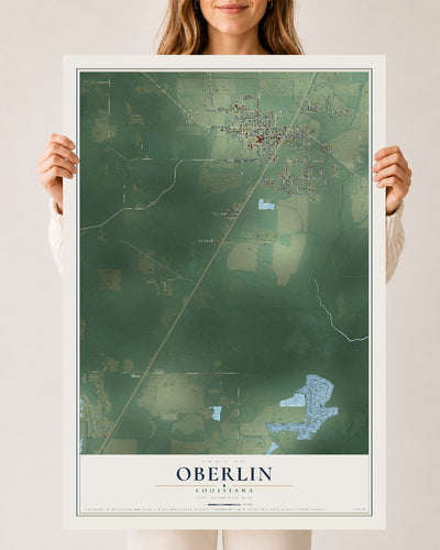 Map of Oberlin, Louisiana, 24 x 36 inch unframed archival matte print