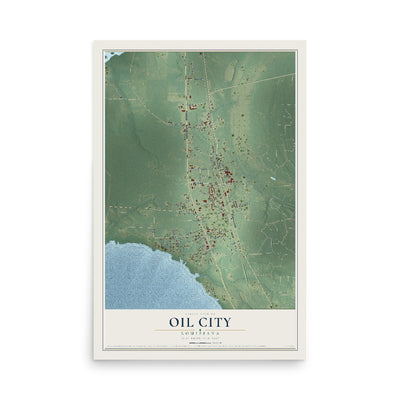 Map of Oil City, Louisiana, 12 x 18 inch unframed archival matte print