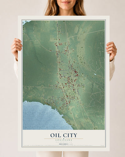Map of Oil City, Louisiana, 24 x 36 inch unframed archival matte print