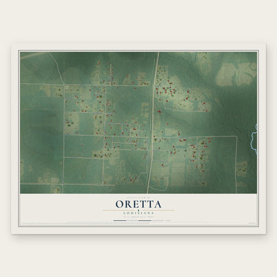 Oretta, Louisiana map print, the full design