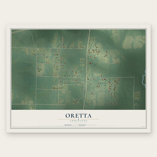 Oretta, Louisiana map print, the full design