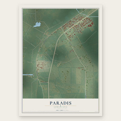 Paradis, Louisiana map print, the full design