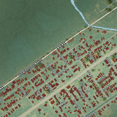 Close-up of the map of Paradis, Louisiana print showing street and building detail