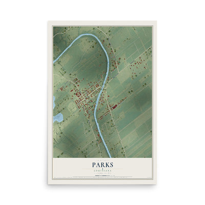Map of Parks, Louisiana, 12 x 18 inch unframed archival matte print