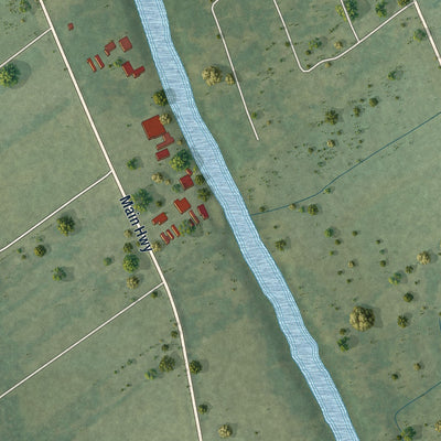 Second close-up of the map of Parks, Louisiana print showing more streets and buildings