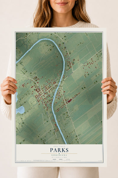 Map of Parks, Louisiana, 18 x 24 inch unframed archival matte print