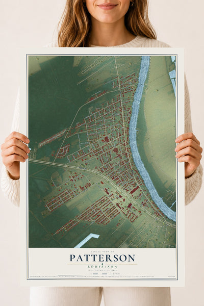Map of Patterson, Louisiana, 18 x 24 inch unframed archival matte print