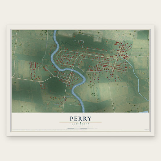 Perry, Louisiana map print, the full design