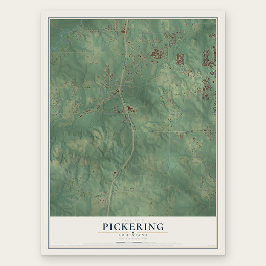 Pickering, Louisiana map print, the full design