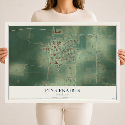 Map of Pine Prairie, Louisiana, 18 x 24 inch unframed archival matte print