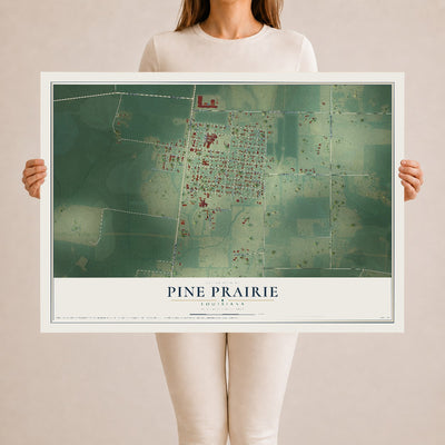 Map of Pine Prairie, Louisiana, 24 x 36 inch unframed archival matte print