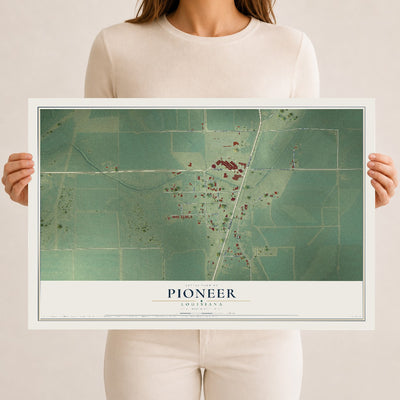 Map of Pioneer, Louisiana, 12 x 18 inch unframed archival matte print