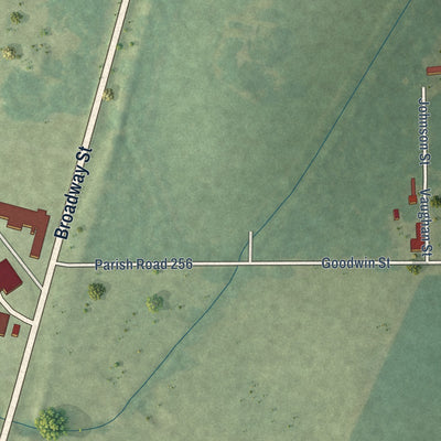 Second close-up of the map of Pioneer, Louisiana print showing more streets and buildings