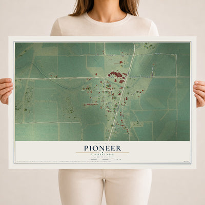 Map of Pioneer, Louisiana, 18 x 24 inch unframed archival matte print