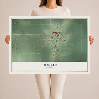 Map of Pioneer, Louisiana, 24 x 36 inch unframed archival matte print