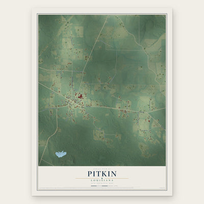 Pitkin, Louisiana map print, the full design