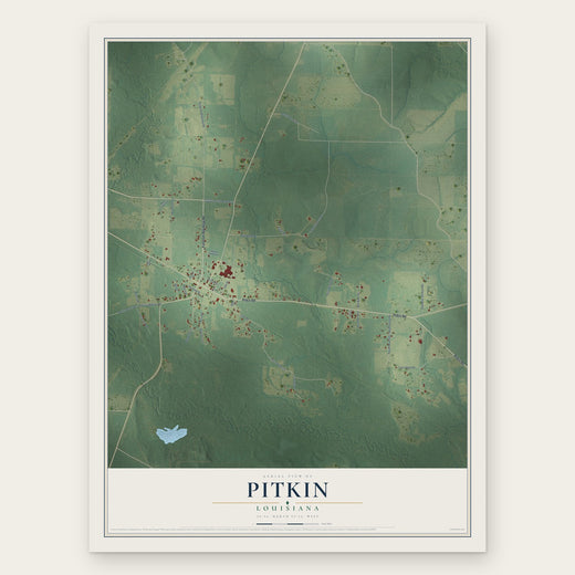 Pitkin, Louisiana map print, the full design