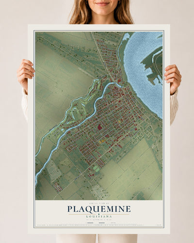 Map of Plaquemine, Louisiana, 24 x 36 inch unframed archival matte print