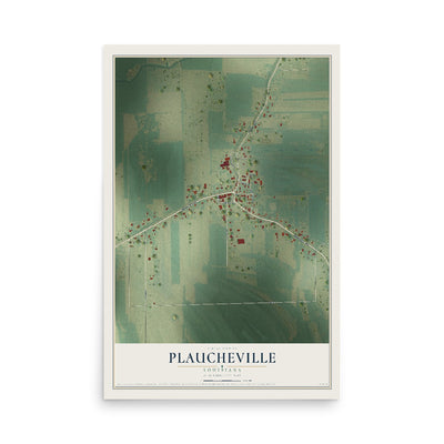 Map of Plaucheville, Louisiana, 12 x 18 inch unframed archival matte print
